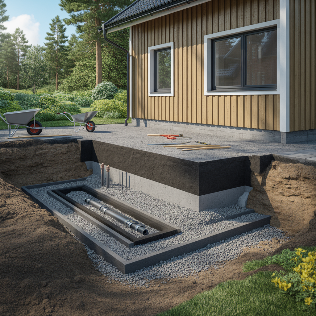 2.Sa valjer du ratt material for dranering runt huset