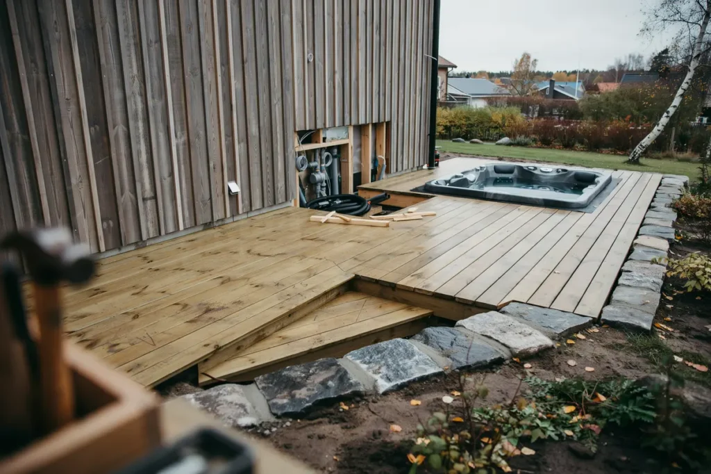 dr mmer du om spabad i altanen guide till inbyggd jacuzzi planering och smarta l sningar