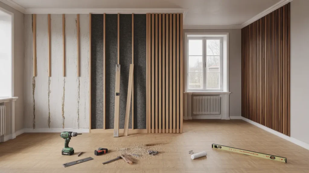 montera akustikpanel ribbv gg och lamellv gg hemma monteringsguide ljudd mpning och pris per m