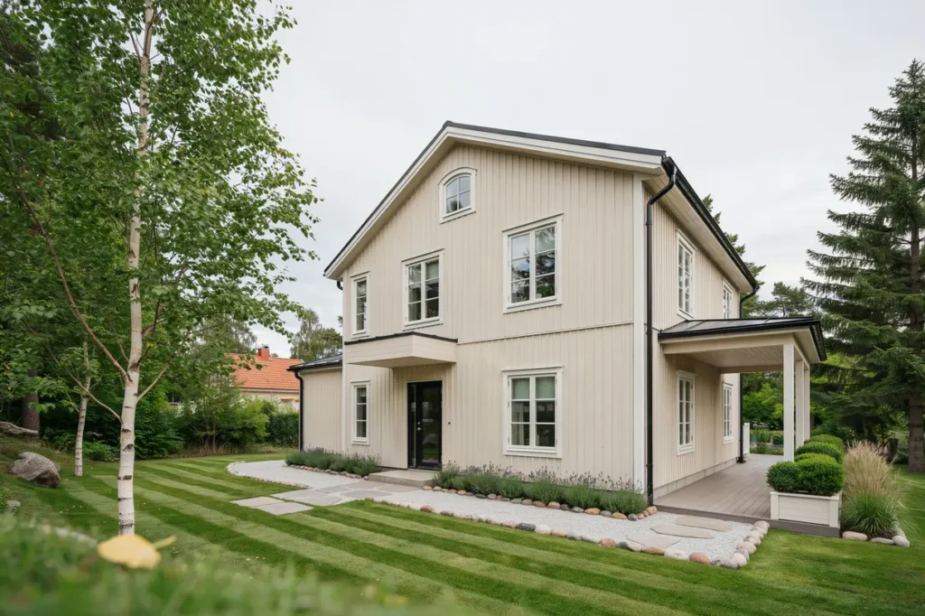 tillbyggnad av entr med veranda p villa i gustavsberg